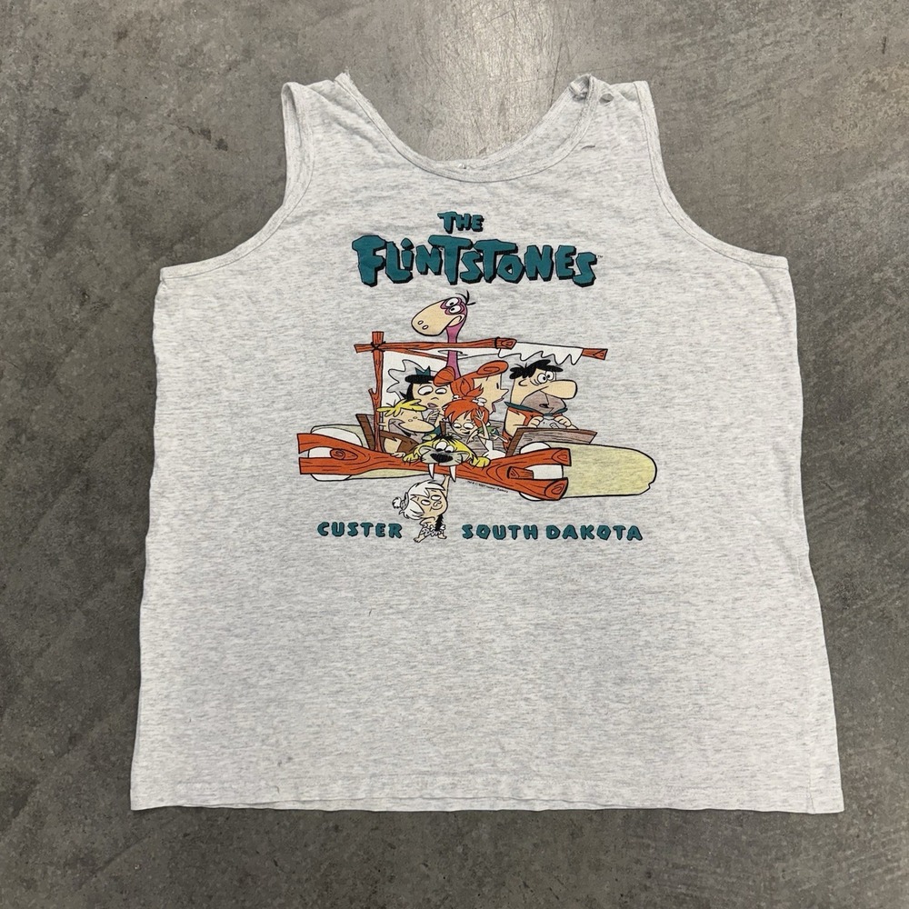 Vintage Flintstones Tank Top 1997 Custer South Dakota Gray Large